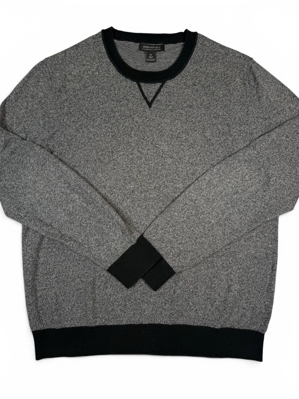 Banana Republic Gray Cashmere Blend Crewneck Sweater Black Trim Men’s Medium